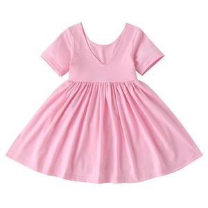 Robes d'été pour filles, col rond sans couture, poche avant, avec nœud, pour enfants - Product Image 2