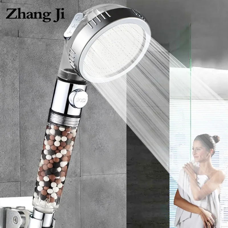 fuyilin Bathroom 3-Function SPA shower head with switch on/off button high Pressure Anion Filter Bath Head Water Saving Shower