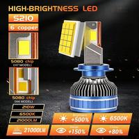 SunRise S210 Auto-LED-Scheinwerfer H8 12V 420W 21000LM 6500K 6 Kupferrohre Neu IP67 Wasserdicht Hohe Helligkeit Plug-and-Play