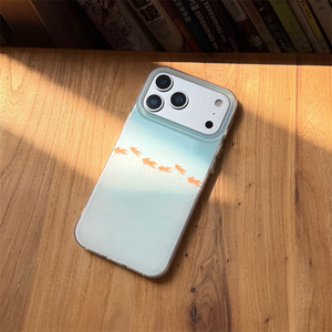 Funda de Teléfono de Doble Capa con Diseño de Pez Koi Azul Degradado para iPhone 17 Pro Max 16 15 14, Verano, para Mujer - Product Image 4