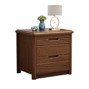 Dazhang Jiaju Modern Minimalist Solid Wood Nightstand With <b>Drawers</b> Bedroom Storage Cabinet <b>Walnut</b> Finish - Product Image 5