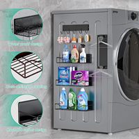 Étagère de rangement magnétique sans perçage pour linge, panier pliable en fil métallique, organisateur latéral pour réfrigérateur et machine à laver avec crochets