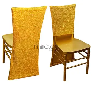 Shiny Gold Silver Chiavari Chair Hood Chair Cover Cap for Wedding Party Christmas