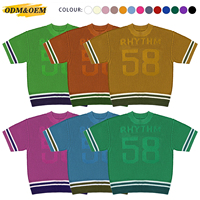 Logo personnalisé 100% coton col rond tricot chemise de basket-ball maillot à manches courtes haut pull maille football maillot tricoté