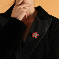 XILIANGFEIZI – Broches pour femmes en solde, luxueuses et romantiques, avec zircon, perles d'eau douce naturelles et fleurs émaillées rouges
