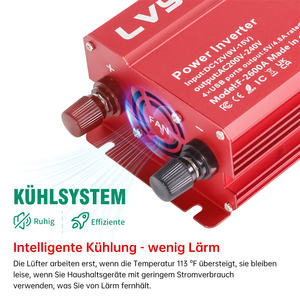 <span class=keywords><strong>LVYUAN</strong></span> Convertisseur de puissance pour voiture 2000W <span class=keywords><strong>1000W</strong></span> Convertisseur 12V DC à 110V/220V AC avec 4 ports USB et LCD pour le chargement du véhicule - Product Image 4