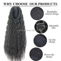 Extensions de cheveux synthétiques lisses à cordon de serrage de 22 pouces, vente en gros d'usine, avec fibre haute température, application facile