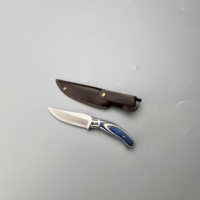 Couteau multi-usage à lame fixe en bois d'ébène Paka, pour couper et griller, avec étui en cuir.
