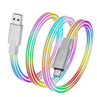 Cable de Datos USB Tipo-C RGB de Carga Rápida 5A con Cubierta de Nailon y Conductor de Cobre Puro, con Luz Táctil para iPhone 17 y Teléfonos Android