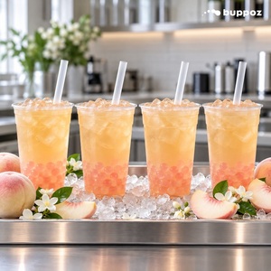 Taiwan White Peach Jasmine Tea <b>Popping</b> <b>Boba</b> Drink 335ml Cup Wholesale Custom for Bubble Tea Shop Hot Selling - Product Image 4