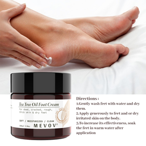 Crema per Piedi all'Olio di Tea Tree MEVOV OEM ODM, Ripara Talloni Screpolati, <span class=keywords><strong>Pelle</strong></span> <span class=keywords><strong>Secca</strong></span> e Ruvida, Idratante e Ammorbidente per la Cura dei Piedi - Product Image 4