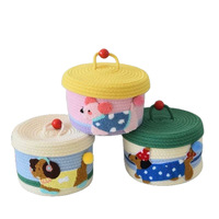 Boîte de rangement de bureau mignonne, panier de rangement pour bébé, panier de rangement de bureau, panier de rangement tissé en fil de coton