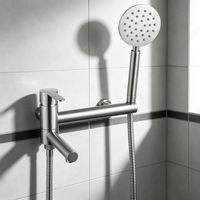 Robinet de douche mural en acier inoxydable brossé SUS304 pour le marché russe, mitigeur eau chaude et froide pour baignoire, ensemble complet avec douchette à main