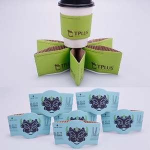 Funda de cartón corrugado de doble pared personalizada para vasos de café, desechable, antitranspirante, reciclable, para bebidas calientes para llevar. - Product Image 2