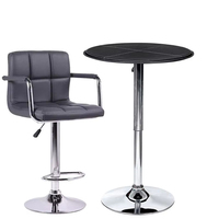 Table de bar à cocktails minimaliste de luxe nordique bon marché Table de café ronde haute noire réglable en hauteur