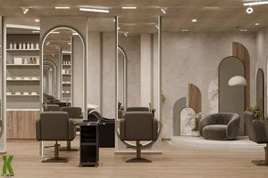 Diseño Interior Simple para Salón de Belleza, Mueble de Barbería con Superficie de Piedra Personalizada, Mueble de Exhibición Artístico para Salón - Product Image 5