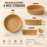 Papier sulfurisé pour friteuse à air chaud, 8 pouces, feuilles jetables antiadhésives, 100 pièces, marron, pour biscuits, pain, gâteaux, écologique
