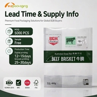 Kantong Kemasan Makanan Berbarrier Tinggi Cetak Khusus untuk Daging Brisket Sapi, Vacuum Pouch Food Grade 400g