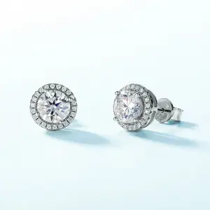 Minimalist S925 Shining Diamond Earring Luxury 925 Sterling Silver Moissanite Stud Earrings Jewelry