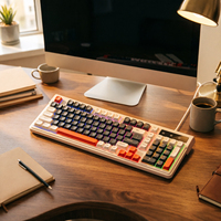 Clavier filaire USB T13 couleur thé au lait, disposition 98 touches, rétroéclairage RGB multicolore, pour le jeu et le bureau sur PC