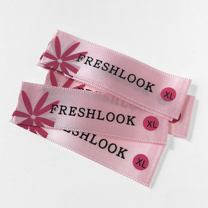 Etiquettes de col en Satin imprimées, vente en gros, vêtements avec votre <span class=keywords><strong>propre</strong></span> marque, chinois - Product Image 1