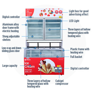Congélateur commercial à porte vitrée pour supermarché, équipement de présentation d'aliments surgelés et de glace KX-ZQD/HFD, cuve intérieure en acier inoxydable, grande capacité, environnemental - Product Image 2