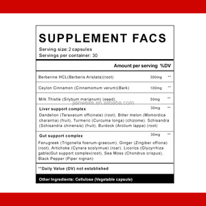 Cápsulas de Berberina, Soporte Antioxidante, Función Hepática, Salud <span class=keywords><strong>Intestinal</strong></span>, Suplementos de Inmunidad con Canela y Cardo Mariano - Product Image 6