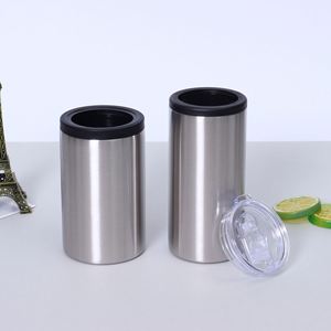 Enfriador de Latas Personalizado 2026 con Logotipo, 12 oz, Recto, Absolutamente Liso, Doble Pared, para Sublimación, con 2 Tapas - Product Image 3