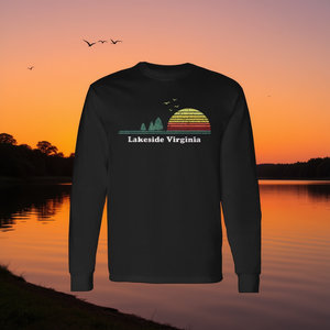 T-shirt a maniche lunghe con stampa souvenir Lakeside Virginia Sunset - Product Image 3