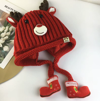 Nouveauté : Bonnet bébé en tricot jacquard personnalisé avec bouton, chapeau amusant en acrylique à motif animal pour enfants, voyage en plein air