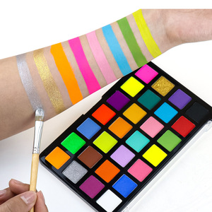 Palette de <span class=keywords><strong>peinture</strong></span> pour le <span class=keywords><strong>visage</strong></span> néon mate pour enfants, 28 couleurs, marque privée, qualité cosmétique, haute pigmentation, séchage rapide, non toxique, activée à l'eau - Product Image 1