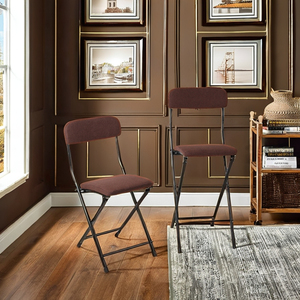 Fabric <strong>Seat</strong> and Back Folding <strong>Floor</strong> Chair with Foam Filling Iron Leisure Chair for Living Room and Bathroom Easy to Assemble - Product Image 5