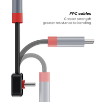 Câble de données et de charge rapide et sûr 3A pour téléphone, adaptateur audio à transfert de données TPE 10 Gbit/s haute vitesse, câble plat coudé à 90 degrés