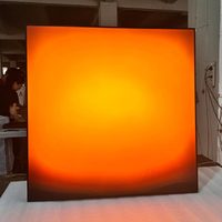 Médaillon mural en acrylique à dégradé diffuse minimaliste avec bouton en métal massif, variateur de lumière, sculpture murale lumineuse de luxe