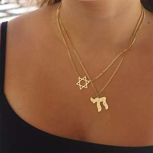 Collar <span class=keywords><strong>con</strong></span> Colgante <span class=keywords><strong>de</strong></span> Joyería Judía Hebreo <span class=keywords><strong>Hamsa</strong></span> Chai <span class=keywords><strong>de</strong></span> Latón Chapado en Oro <span class=keywords><strong>de</strong></span> 14K <span class=keywords><strong>de</strong></span> Gemnel, Collar <span class=keywords><strong>con</strong></span> Símbolo <span class=keywords><strong>de</strong></span> <span class=keywords><strong>Estrella</strong></span> <span class=keywords><strong>de</strong></span> <span class=keywords><strong>David</strong></span> Chai - Product Image 2