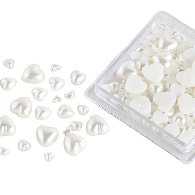 Wholesale Highlight Star 3D Heart Kawaii Nail Art Pearl Charms Resin For Nails