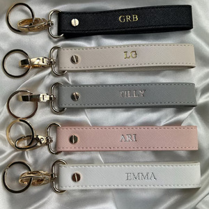 Creative and simple PU leather car keychain DIY personalized keychain gift anti-loss key rope accessory pendant - Product Image 2
