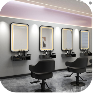 Espejo de Lujo para Barbería y Salón de Belleza, Dedicado al Teñido y Planchado, con Luz, Calentamiento y Gabinete Colgante de Pared - Product Image 1