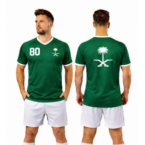 Ensemble Maillot et Short de Football Personnalisé Style Arabie Saoudite Coupe du Monde 2026 pour Hommes – Tenue d'Entraînement de Football Personnalisée Vert et Blanc - Product Image 1