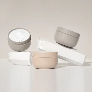 Frascos de manteiga corporal de 4 onças para cabelo branco, produtos para maquiagem/face/creme, recipientes cosméticos de plástico com tampa