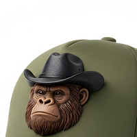 Casquette Trucker 3D Tête de Singe Gorille Chapeau de Cowboy 5 Panneaux 100% Polyester Dos en Maille Respirante Streetwear Décontracté