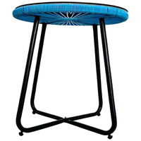 Table d'appoint ronde d'extérieur en gros d'usine avec plateau en verre trempé et bord en rotin PE, petite table basse d'appoint pour patio et balcon