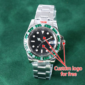 Montre de luxe pour homme sans logo, personnalisée, avec mouvement NH35, cadran vert, diamants, étanche 10 bars, automatique mécanique NH35 - Product Image 6