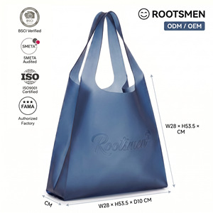 Bolso Tote de TPU Azul Oscuro Rootsmen de BSCI con Asa de Hombro y Logotipo Personalizable, Ligero para Compras y Viajes - Product Image 1