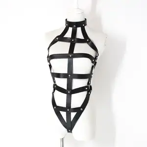 19101 BDSM Fetish Wear Bondage Erotic Apparel Adult Game Slave PVC Costume Sexy Body Harnesses Leather Lingerie for Women