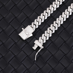 Cuban link sliver chain VVS Moissanite diamond clasp GRA certificate Gold plated 925 sterling sliver Pass diamond tester Unisex - Product Image 2
