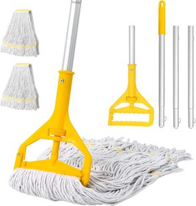 Mopa Húmeda Comercial con Mango Largo de Aluminio y Cuerda con Extremos en Bucle para Herramientas y Accesorios de Limpieza del Hogar - Product Image 1