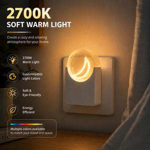 ไฟ LED ตกแต่งสำหรับกลางคืน ไฟบ้านขนาดเล็ก 2700K แสงวอร์มไวท์ เสียบปลั๊กติดผนัง มีสีให้เลือกตามสั่ง - Product Image 1