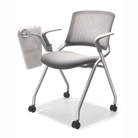 Chaise de bureau pour étudiant avec tablette d'écriture, design ergonomique, minimaliste moderne, pivotante, à roulettes, pliable, en acier