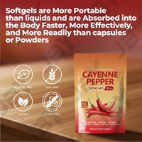 Capsules molles de poivre de Cayenne JBY Organic Extract pour la santé digestive, le soutien immunitaire et la gestion de l'énergie chez l'adulte